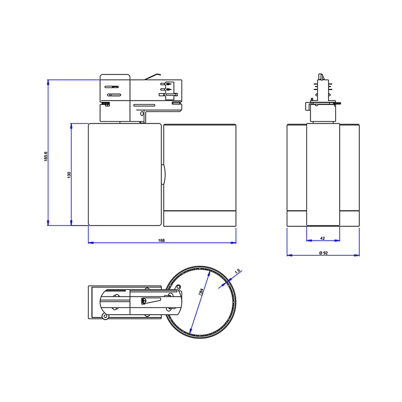 7W-50W сертифицирани UL с възможност за регулиране на следите за бяло осветление