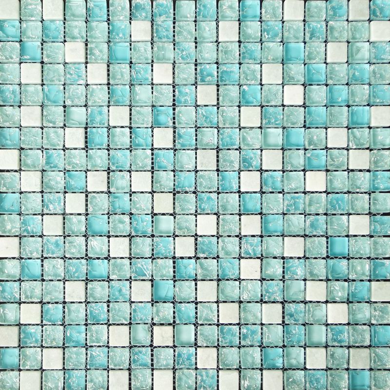 Чиста синя ледена треска морско стъкло уникална счупена мозайка сауна спа плочки за баня за продажба