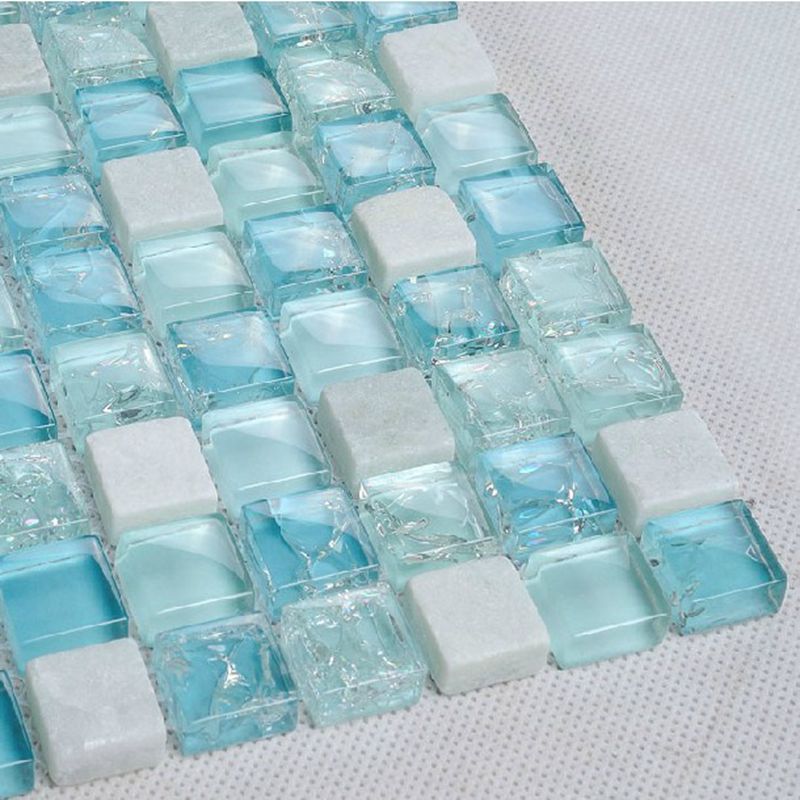 Чиста синя ледена треска морско стъкло уникална счупена мозайка сауна спа плочки за баня за продажба