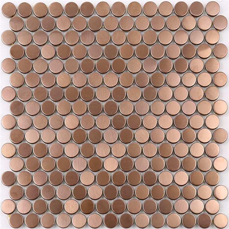 Розово злато Мед метал Пени кръгла мозаечна плочка Кухня Backsplash Хотел Хол Стени Ланка Плочка Цена