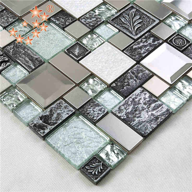 Уникална бронзова квадратна сребърна фолио от стъкло смесена резба от мозаечна смола за декорация на арт стена