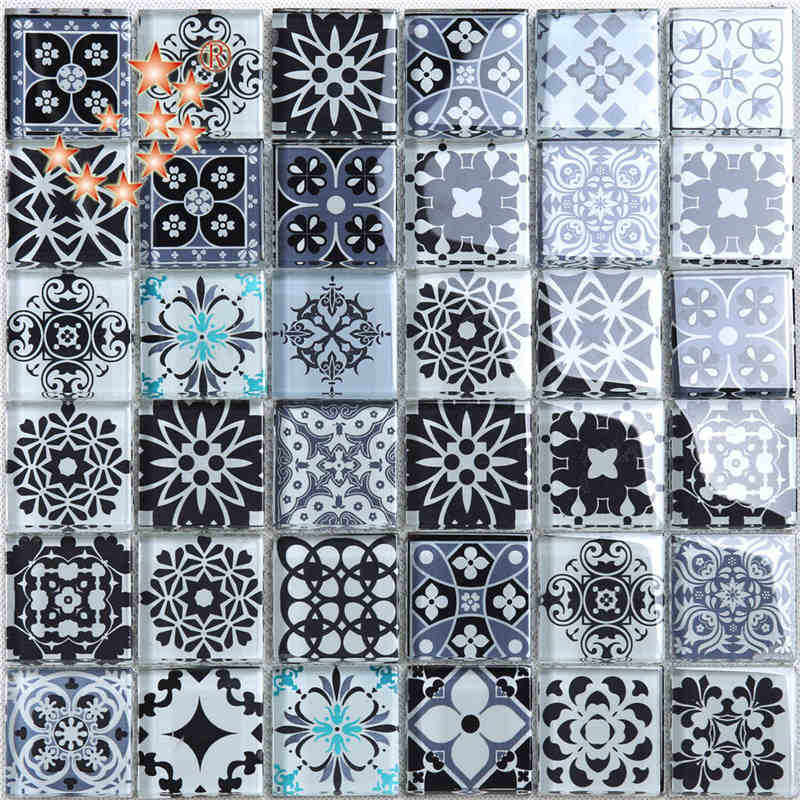 На едро квадратна синя мароканска кристална стъклена мозаечна плочка от кристална порцеланова плочка за стени за украса на клубния клуб
