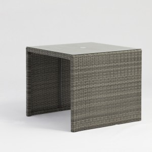 алуминиева ратанова квадратна пейка за парка на открито, мебелен отвор с отвор за чадър