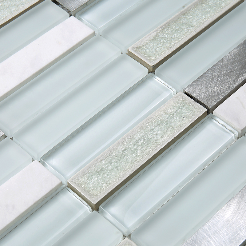 Супер бяла стъклена и мраморна керамична керемида за метална повърхностна мозайка