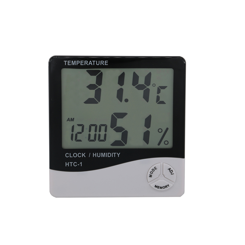 Домашен офис Кола за измерване на температурата на влажност Дисплей за време и вграден часовник с голям LCD дисплей Термометър Хигрометър