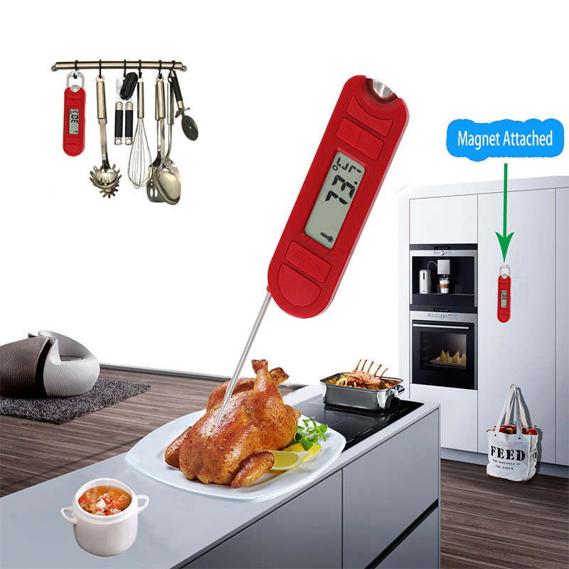2019 Кухненски инструменти Червен дигитален термометър за месо за готвене Готвене барбекю грил