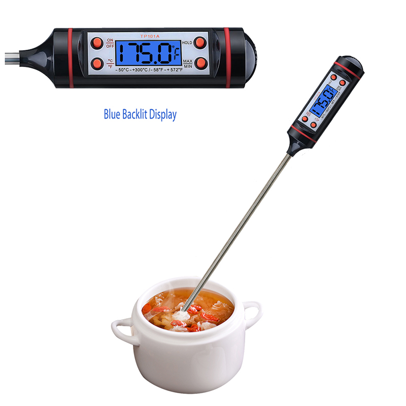 Семеен електронен лист от неръждаема стомана Синя подсветка BBQ термометър за готвене