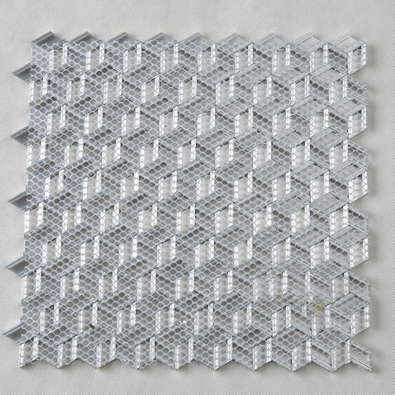 3D ефект диамантена форма сребро бяла алуминиева шестиъгълна мозаечна плочка за декорация на стена
