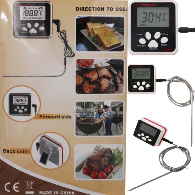 Дигитален термометър за храна с LCD дисплей с незабавно четене на сонда от неръждаема стомана