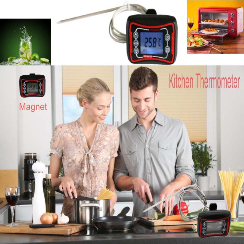 Голям LCD цифров готварски термометър за готвене на месо за готвене на месо с неръждаема стомана Tempera Standard Silver