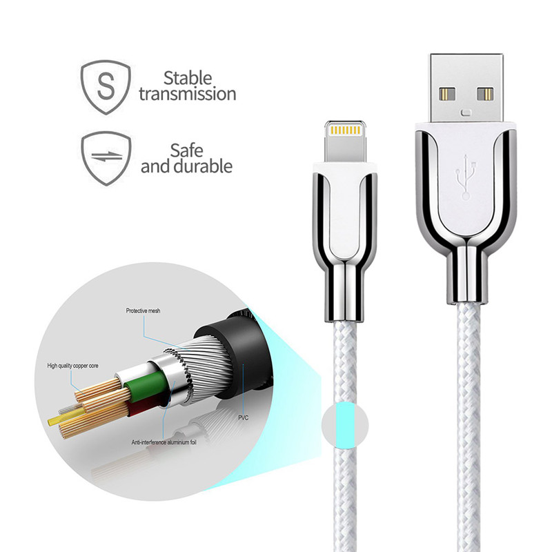 KPS-8445CB цинкова сплав найлон / памучна прежда USB кабел