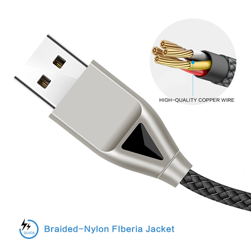 KPS-8449CB найлонов USB кабел-диамант тип-c / осветление / микро