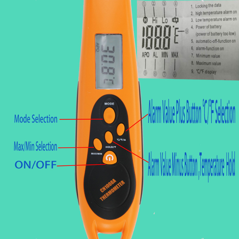 Дигитален кухненски микровълнов мигновено термометър за четене с месо от неръждаема стомана