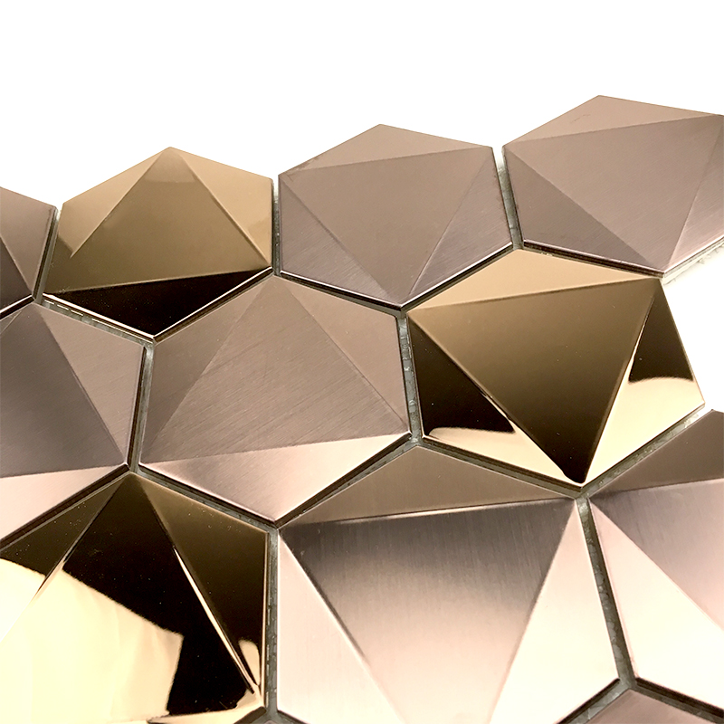 Rose Gold 3D Hexagon 304/316 Мозайка от неръждаема стомана за декорация на стени