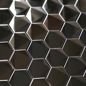 Шестоъгълна черна баня за кухня Blacsplash от мозайка от неръждаема стомана