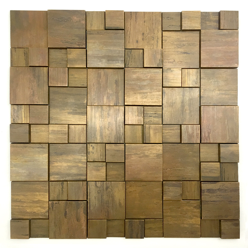 Горещ Продажба на квадратна метална стена от меден месинг Backsplash, антична медна мозаечна плочка за баня кухня декоративна