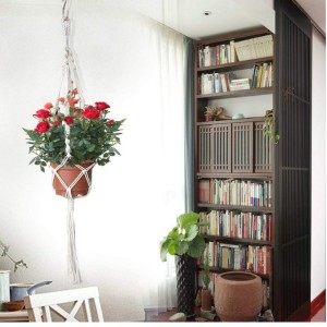 Ръчно изработена закачалка за памучни въжета за кръгли и квадратни саксии (саксията не е включена)