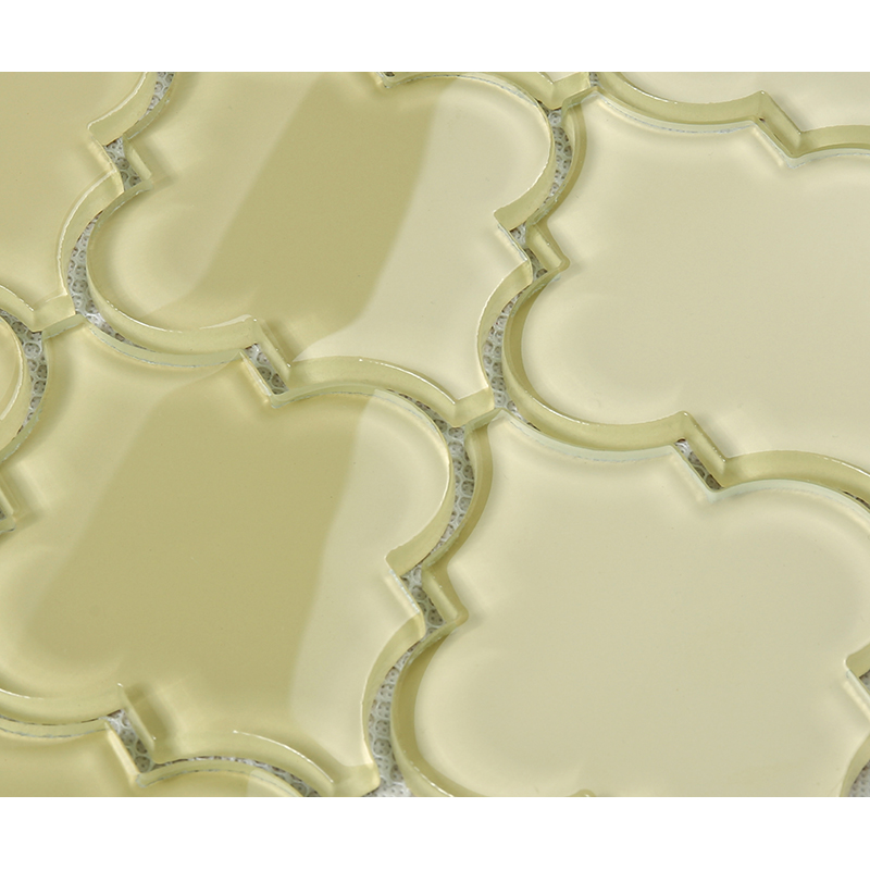 Ярко жълт фенер Waterjet Arabesque стъклена душ стая стена за мозайка за баня