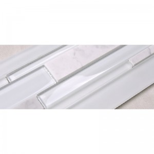 HSD131 Гореща разпродажба Последен дизайн Бяла Карамара Мрамор Смесено стъкло Мозайка Кухня Backsplash Метро Плочка