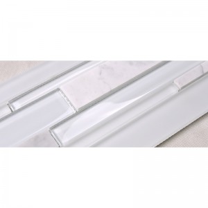 HSD131 Гореща разпродажба Последен дизайн Бяла Карамара Мрамор Смесено стъкло Мозайка Кухня Backsplash Метро Плочка