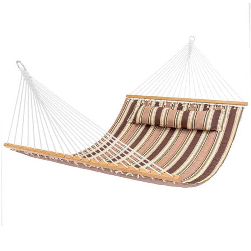 Двуслоен бразилски хамак с дървено легло-две лица за заден двор, веранда, външна и вътрешна употреба - мека тъкана памучна материя за Supreme Comfort-Handmade