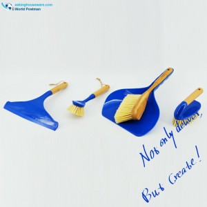 Четки за почистване на ръчна бамбукова дръжка Akbrand Set 4in1 в дълбоко син цвят