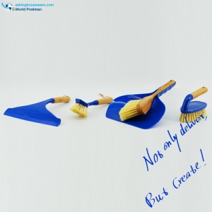 Четки за почистване на ръчна бамбукова дръжка Akbrand Set 4in1 в дълбоко син цвят