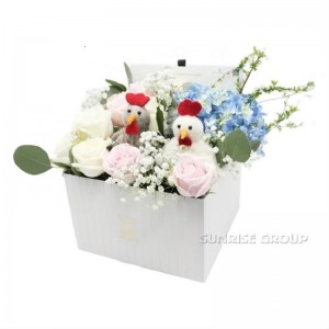 Луксозна текстилна опаковка за печат на хартия за подарък квадратна кутия за цветя