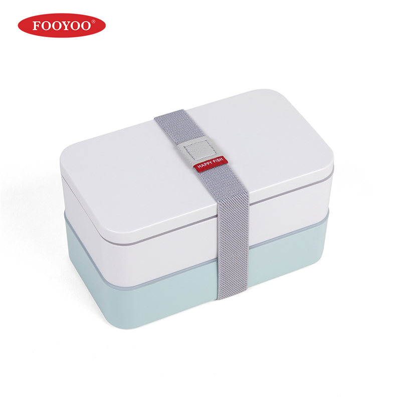 Двуслойна пластмасова подвижна преносима храна за контейнери bento обяд кутия за деца