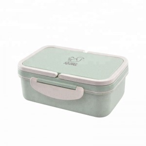 Преносима екологична BPA безплатна пшенична слама и PP 3 отделение за деца Bento Lunch Box