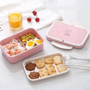 Преносима екологична BPA безплатна пшенична слама и PP 3 отделение за деца Bento Lunch Box