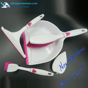 Akbrand с декорация на формата на сърцето, четка за метла, прозорец за почистване на четки за съдове, четка за почистване на чинии 4in1 К...