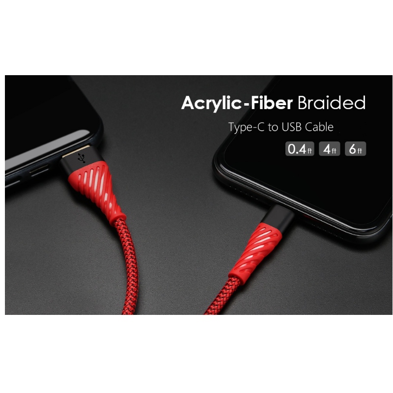 USB C кабел 3.0, USB тип C кабел за бързо зареждане USB към мобилен телефон кабел за Samsung Galaxy S8, S9 Plus, Note 8, LG v20, G6, G5, v30, Google Pixel 2 XL, Nexus 6-3 Pack Red