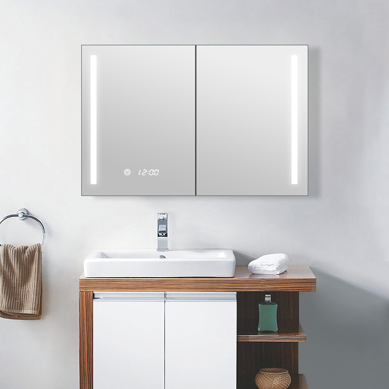Луксозни светодиодни осветителни тела с огледало за баня с осветено LED осветление с кабина-ENE-AC-103