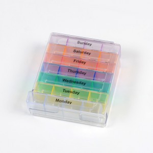 Цвят на дъгата 7 дни една седмица Една кутия чекмедже тип овална кутия за хапчета