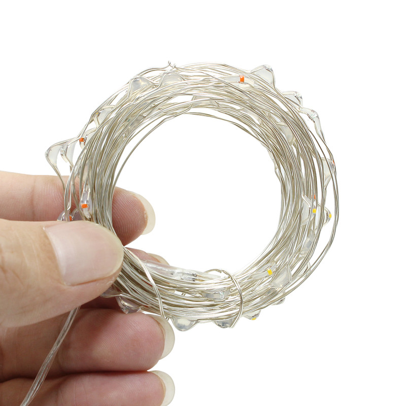 5M 3M 2M 1M LED медна сребърна тел струни светлини феерия гирлянд за Нова година Коледа дома сватба украса батерия