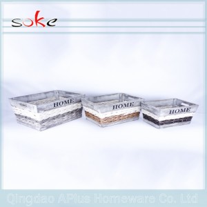 Естествен PE ратанов дръжка, изтъкан кош за съхранение