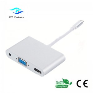 мини дисплей / USB 3.1 тип c към HDMI + VGA женски + аудио код: FEF-DPIC-016