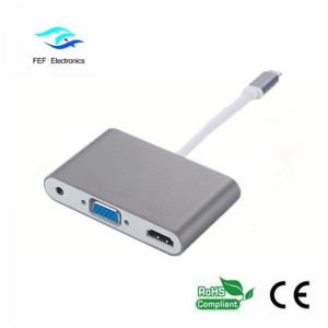 мини дисплей / USB 3.1 тип c към HDMI + VGA женски + аудио код: FEF-DPIC-016