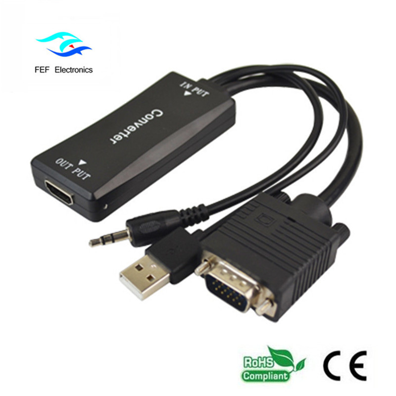 VGA мъжки към HDMI женски + Аудио + USB захранване Код: FEF-HIC-011