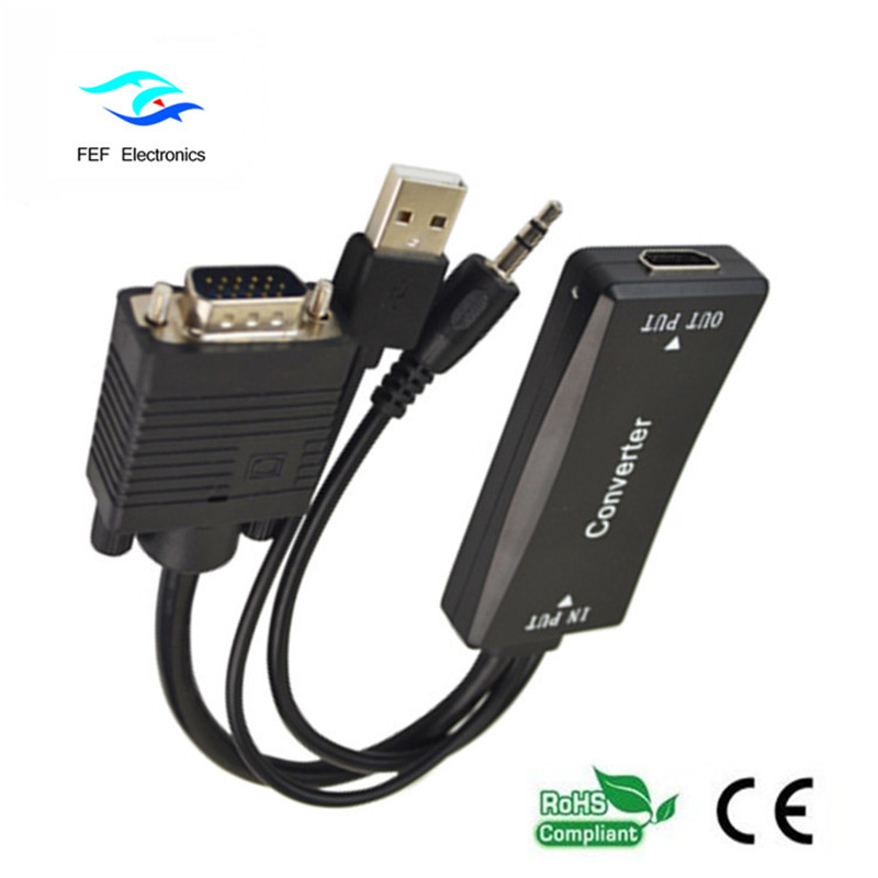 VGA мъжки към HDMI женски + Аудио + USB захранване Код: FEF-HIC-011