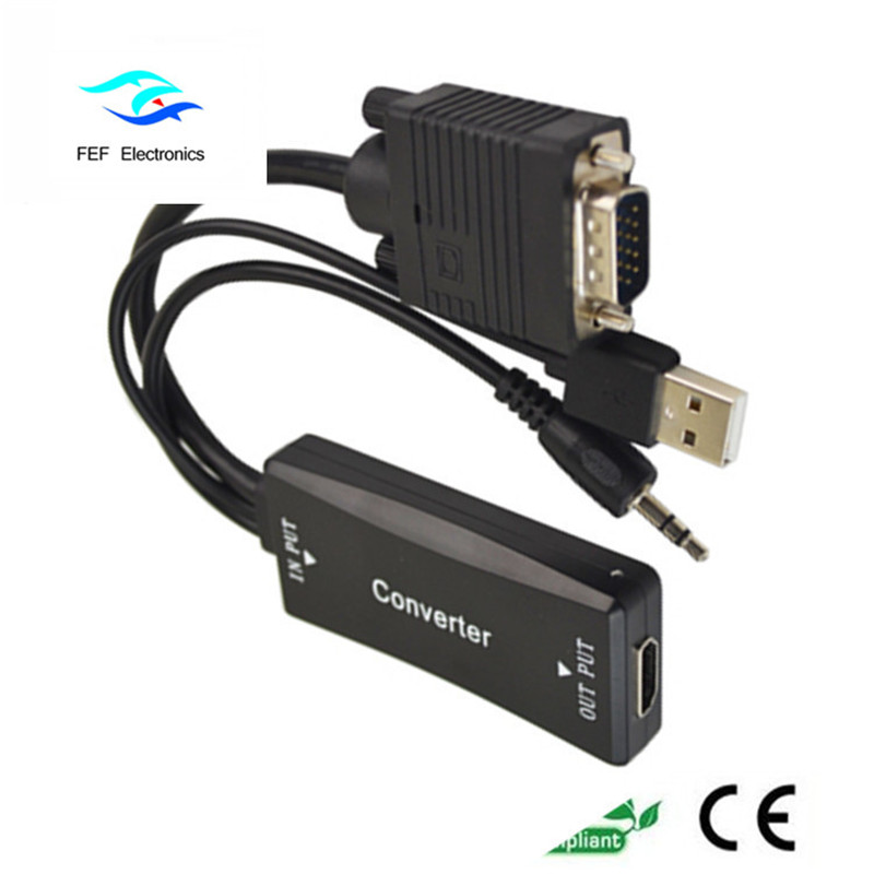 VGA мъжки към HDMI женски + Аудио + USB захранване Код: FEF-HIC-011