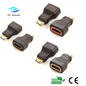 HDMI женски към мини HDMI мъжки адаптер позлатен / никелиран Код: FEF-H-022