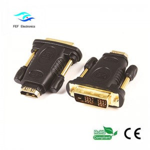 DVI (24 + 1) мъжки към HDMI женски адаптер злато / никел Код: FEF-HD-005