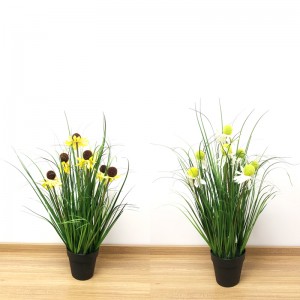 По-близо 2 природа изкуствен лук трева растение в декоративен плантатор декор за дома