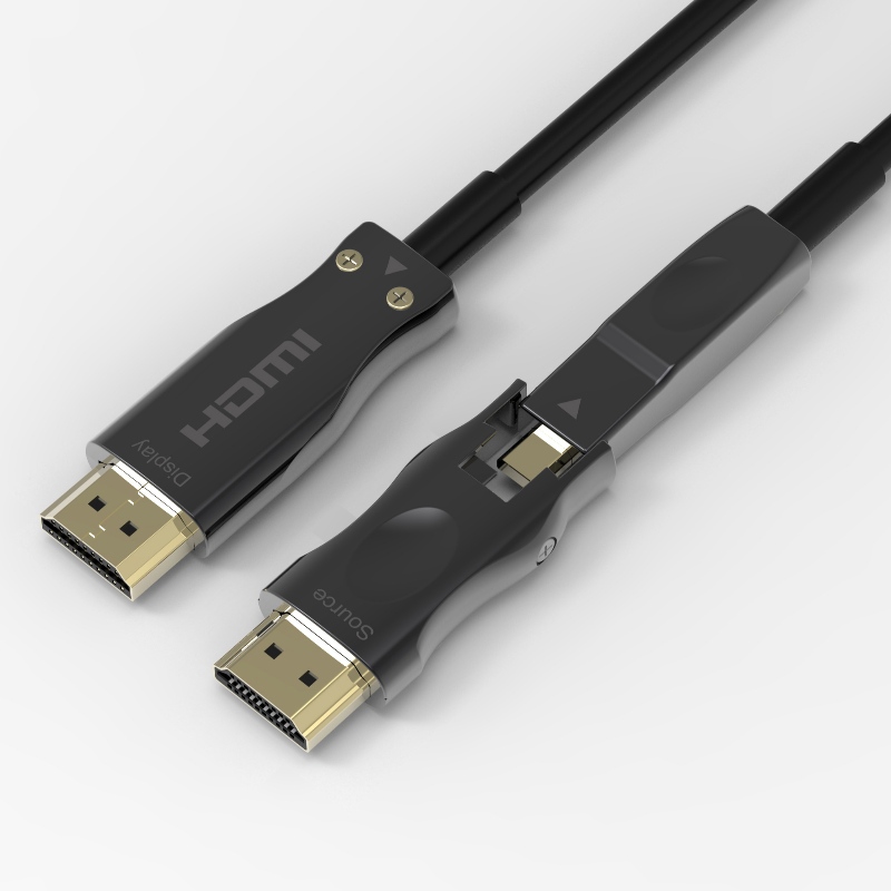 Подвижна оптична HDMI кабелна поддръжка 4K 60Hz 18Gbps висока скорост, с двойни микро HDMI и стандартни HDMI конектори