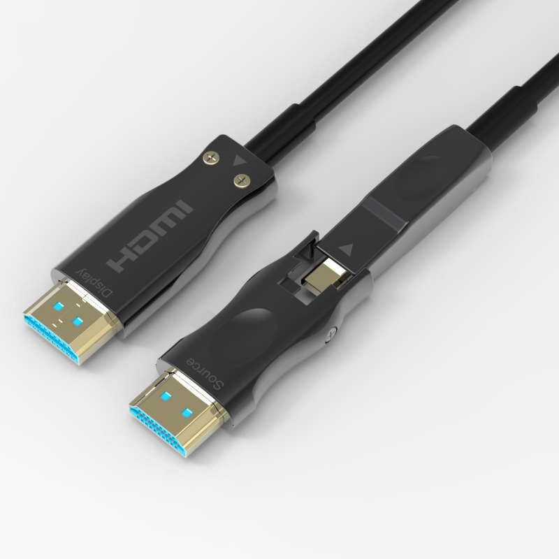 Подвижна оптична HDMI кабелна поддръжка 4K 60Hz 18Gbps висока скорост, с двойни микро HDMI и стандартни HDMI конектори