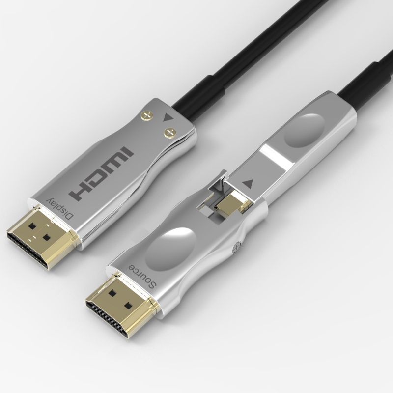 Подвижна оптична HDMI кабелна поддръжка 4K 60Hz 18Gbps висока скорост, с двойни микро HDMI и стандартни HDMI конектори