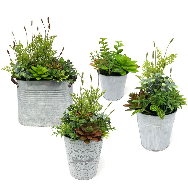 Модерни изкуствени сочни растения с ваза за настолни декоративни глобуси