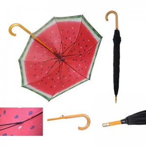 Дървен вал и дървена дръжка двоен плат по поръчка отпечатан прав чадър